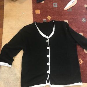 black and white linen cardigan